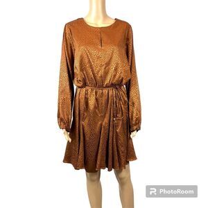 Emma & Michele Satin Dress  Color: Ginger  Size L